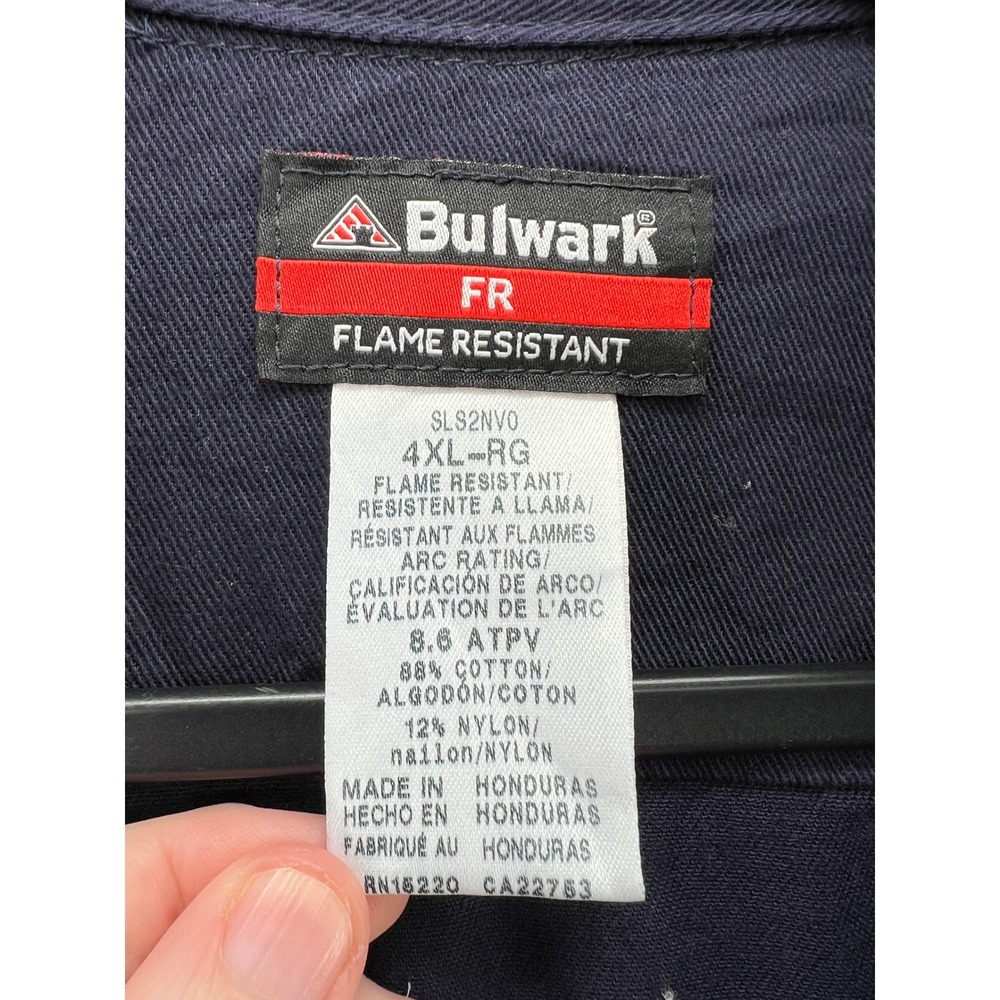Bulwark FR Flame Resistant Work Shirt Navy Blue Mens 4XL-RG SLS2NV0 CAT 2 2112 - Picture 4 of 13